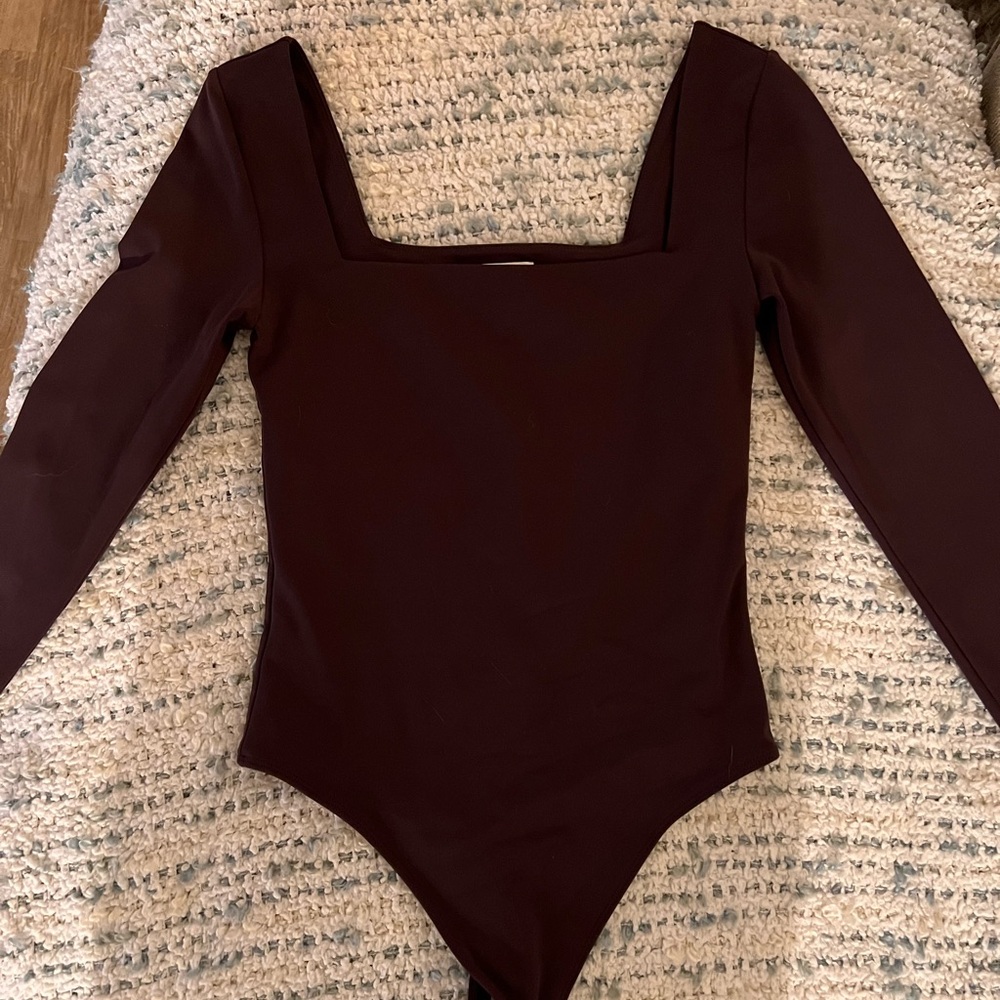 Aritzia Burgundy Babaton Contour Bodysuit